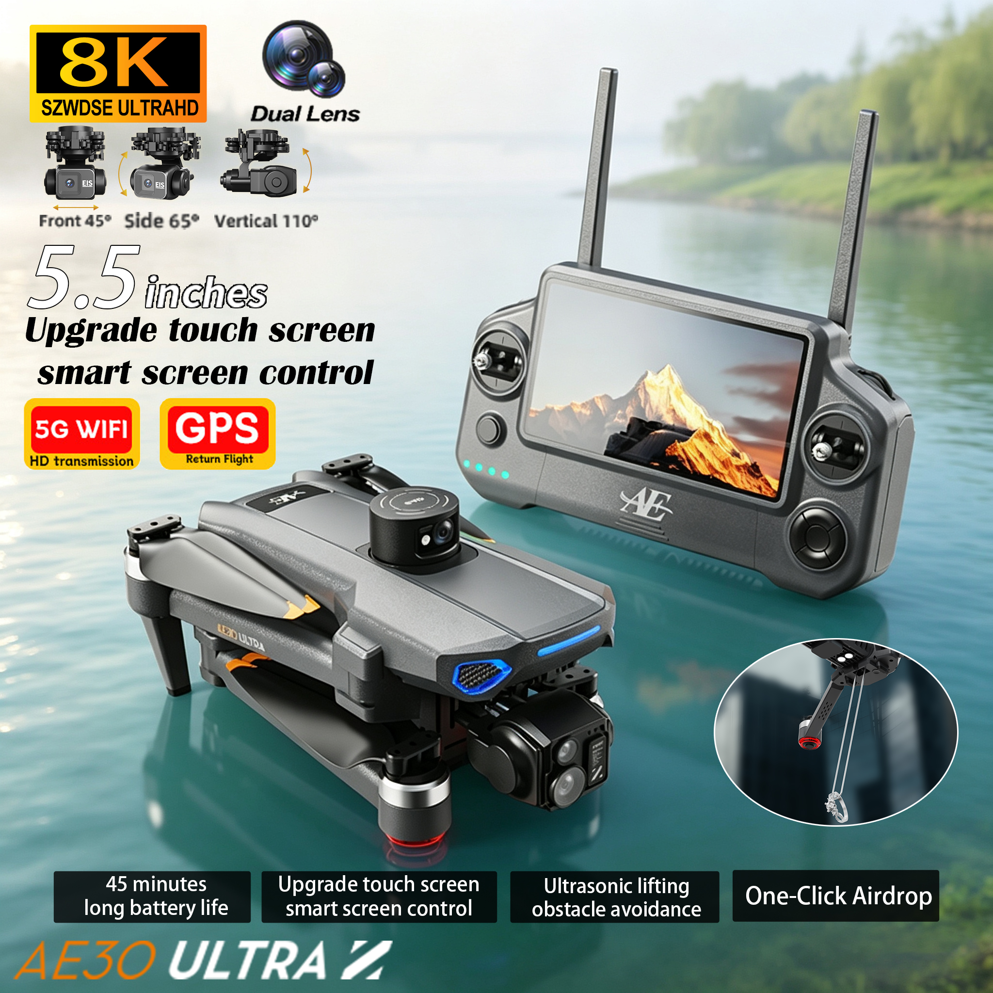 2026 AE30 GPS RC Drone 8K Prof - Drone Multispectral ulasan dan harga